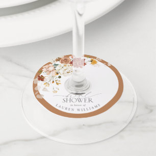 Etiqueta Para Taça De Vinho Chá de panela de Aquarela Floral Laranja Rumoreira
