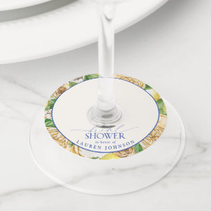Etiqueta Para Taça De Vinho Chá de panela Floral Elegante Mediterrânica Lemon