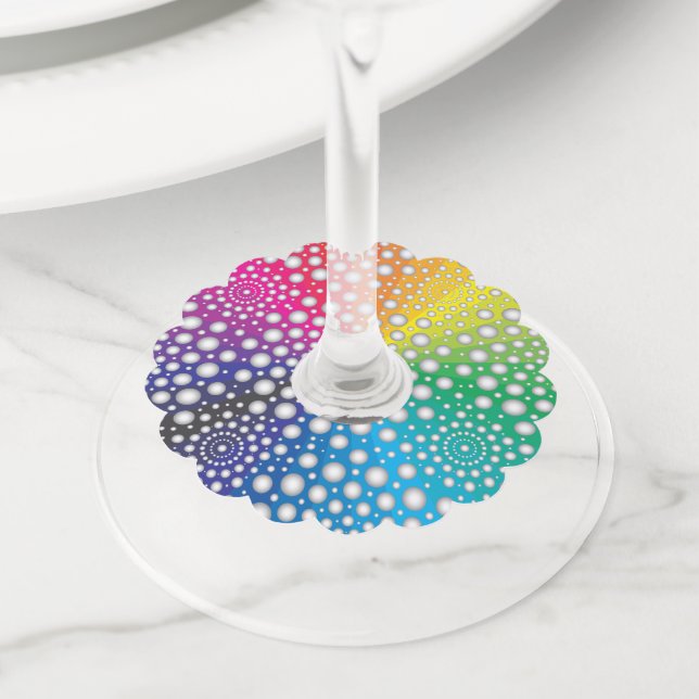 Etiqueta Para Taça De Vinho Círculos Mandala 2 (Close Up)