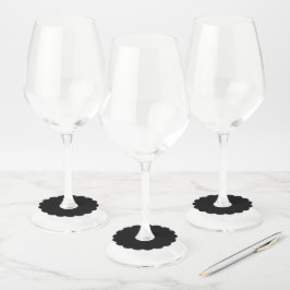 Etiqueta Para Taça De Vinho Coleção de Natal Preto Minimalista de Luxo