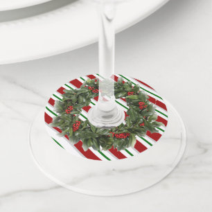 Etiqueta Para Taça De Vinho Conjunto Redondo de 12 Vidros de Vidro de Natal