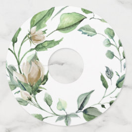Etiqueta Para Taça De Vinho Coroa Floral de Aquarela Vintage Branco Creme