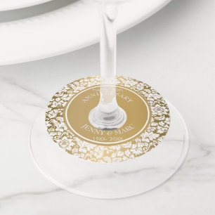 Etiqueta Para Taça De Vinho Damasco branco elegante