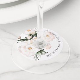 Etiqueta Para Taça De Vinho Elegante Favor de Chuveiro de Noiva Floral Rosa Be