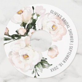 Etiqueta Para Taça De Vinho Elegante Favor de Chuveiro de Noiva Floral Rosa Be