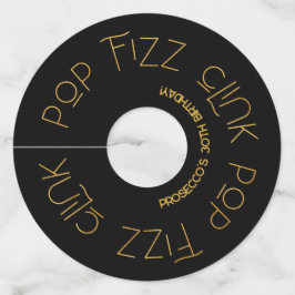 Etiqueta Para Taça De Vinho Elegante Pop de Tipografia Fizz Clink Aniversário