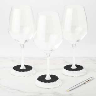 Etiqueta Para Taça De Vinho Elegante Preto Sólido