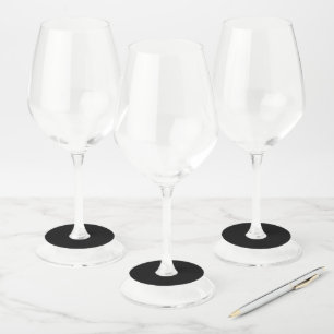 Etiqueta Para Taça De Vinho Elegante Preto Sólido