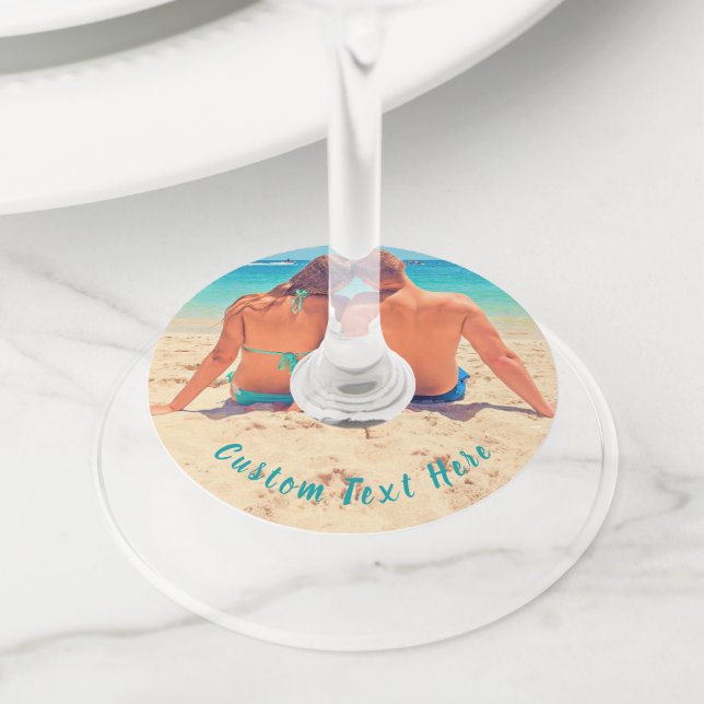 Etiqueta Para Taça De Vinho Envie Sua Foto Etiqueta de Copo de Vinho com Texto (Close Up)