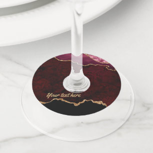 Etiqueta Para Taça De Vinho Etiqueta de vidro de vinho branco e Rosa Dourado