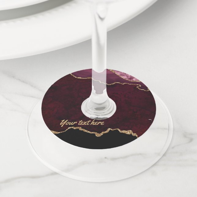 Etiqueta Para Taça De Vinho Etiqueta de vidro de vinho branco e Rosa Dourado (Close Up)