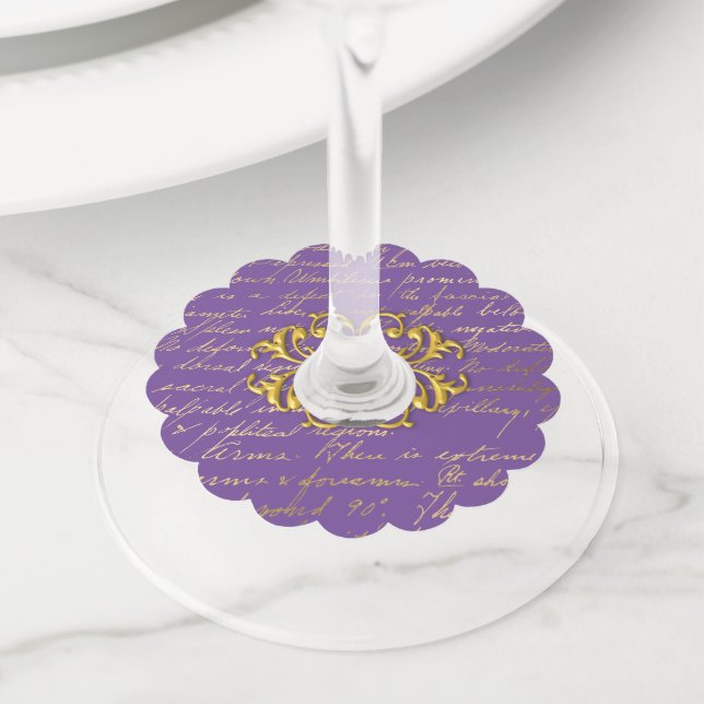 Etiqueta Para Taça De Vinho Etiqueta de Vidro do ouro Manuscrito (Close Up)