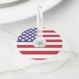 ETIQUETA PARA TAÇA DE VINHO EU AMO OS ESTADOS UNIDOS DA AMÉRICA