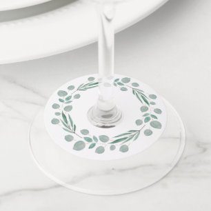 Etiqueta Para Taça De Vinho Eucalyptus Leaves Wreath Mistos