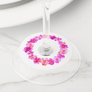 Etiqueta Para Taça De Vinho Eventos cor-de-rosa do casamento da flor da arte