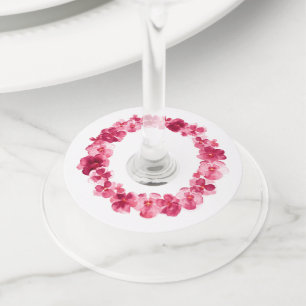 Etiqueta Para Taça De Vinho Eventos de casamento de flores de aquarela rosa-ve