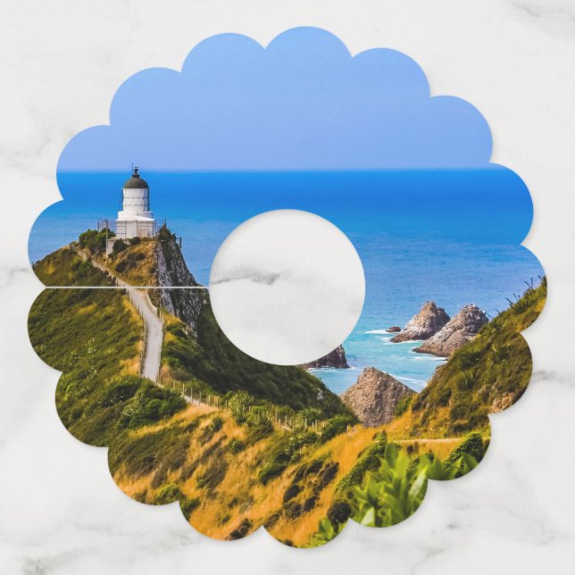 Etiqueta Para Taça De Vinho Farol Nugget Point, Nova Zelândia (Verso)