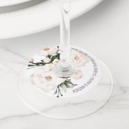 Etiqueta Para Taça De Vinho Favor de casamento em aquarela floral rosa cor de