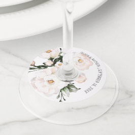Etiqueta Para Taça De Vinho Favor de casamento em aquarela floral rosa elegant