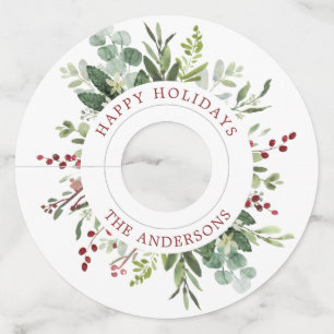 Etiqueta Para Taça De Vinho Feriado vermelho das bagas das hortaliças