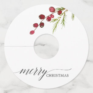 Etiqueta Para Taça De Vinho Feriado vermelho das bagas das hortaliças