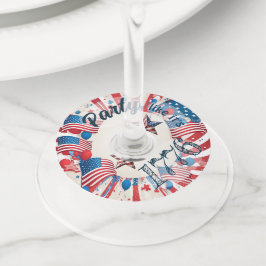 Etiqueta Para Taça De Vinho Festa de 4 de julho