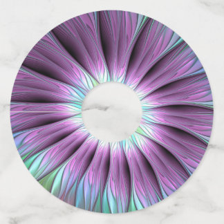 Etiqueta Para Taça De Vinho Flor Abstrato cor-de-rosa azul verde azul colorido