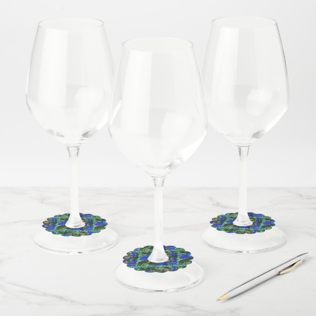 Etiqueta Para Taça De Vinho Floral (Conjunto)