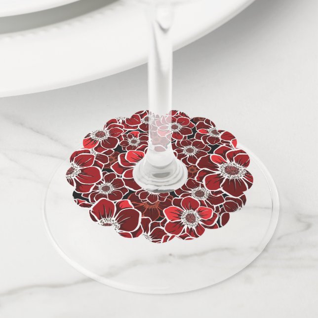 Etiqueta Para Taça De Vinho Flores Mandala 4 (Close Up)