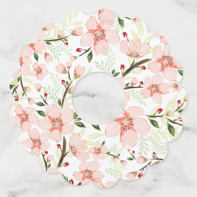 Etiqueta Para Taça De Vinho Flores rosa (Frente)