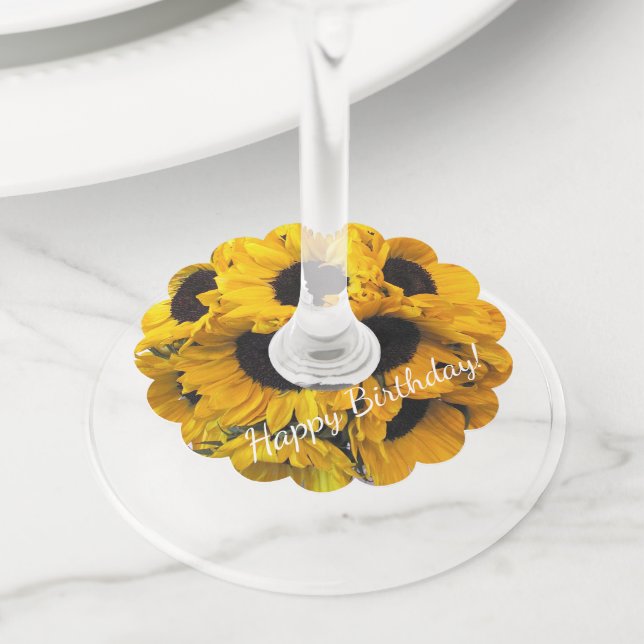 Etiqueta Para Taça De Vinho Girassol solar (Close Up)