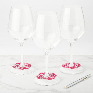 Etiqueta Para Taça De Vinho Ilusões de abstrato vermelho-branco