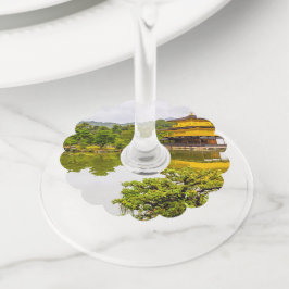 Etiqueta Para Taça De Vinho Kinkaku-ji Ou Pavilhão E Pond Do Ouro, Quioto