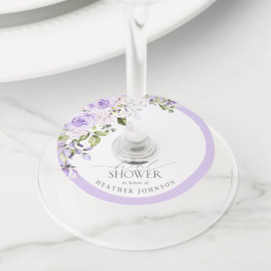 Etiqueta Para Taça De Vinho Lavanda Lilac Elegante Chá de panela Floral