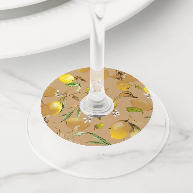 Etiqueta Para Taça De Vinho Limões de aquarela 33 (Close Up)
