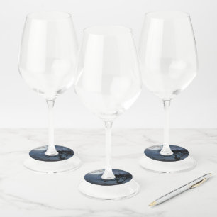 Etiqueta Para Taça De Vinho Lua cheia num céu estrelado