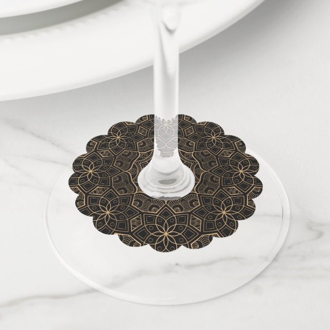 Etiqueta Para Taça De Vinho Luxury Mandala 3 (Close Up)