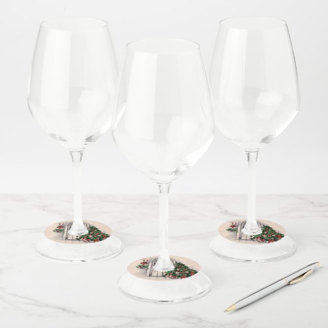 Etiqueta Para Taça De Vinho Luzes da janela de Natal (Conjunto)