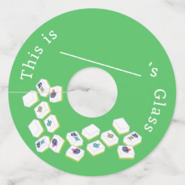 Etiqueta Para Taça De Vinho Mahjong Azulejos Dot Crak Bam GREEN