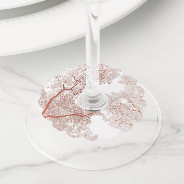 Etiqueta Para Taça De Vinho Mapa de Árvores 2 (Close Up)