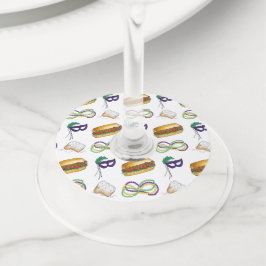 Etiqueta Para Taça De Vinho Mardi Gras Party Miçanga Beignet Po'Boy Mask