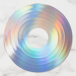 Etiqueta Para Taça De Vinho Moderno Pastel Rainbow Mermaid Unicorn Holographic