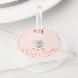 Etiqueta Para Taça De Vinho Nome do Casamento Personalizado Data Colorido Folh
