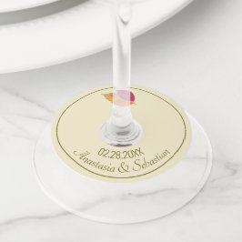 Etiqueta Para Taça De Vinho Nome do Casamento Personalizado Data Colorido Folh
