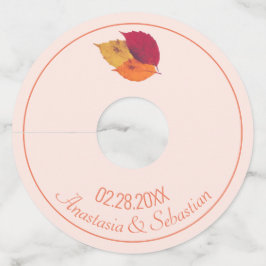 Etiqueta Para Taça De Vinho Nome do Casamento Personalizado Folhas de Outono C