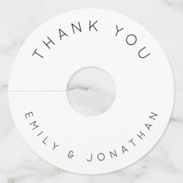 Etiqueta Para Taça De Vinho Nomes Simples Obrigado Texto Casamento Branco