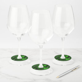 Etiqueta Para Taça De Vinho Onda Espiral Verde Escuro E Limão