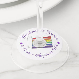 Etiqueta Para Taça De Vinho Orgulho gay LGBT de Bolo Rainbow