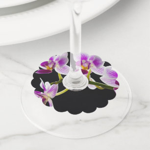 Etiqueta Para Taça De Vinho Orquídea branca e roxa