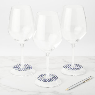 Etiqueta Para Taça De Vinho Padrão de Fruta da bomba voadora Abstrato azul mar